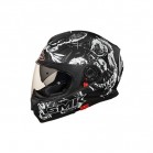 SMK TWISTER SKULL MA210 - biay/czarny/matowy kask integralny